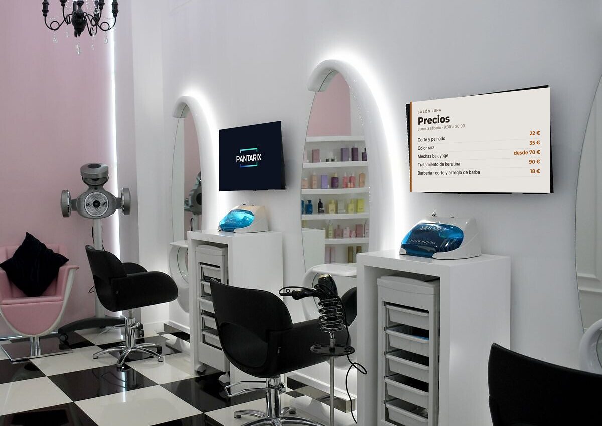 Ejemplo de Pantarix en un local: Peluquerías y centros de estética